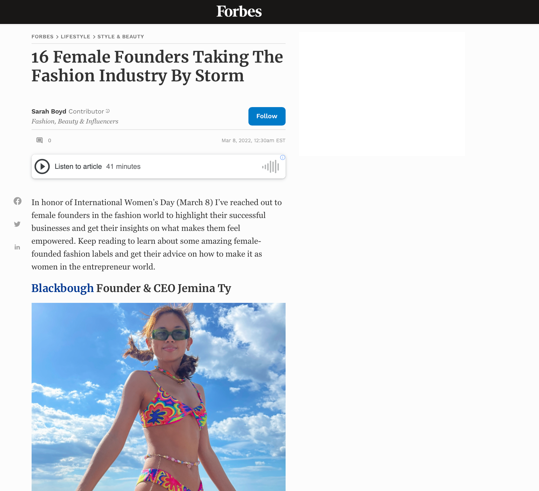 FORBES: 16 Female Founders Taking The Fashion Industry By Storm