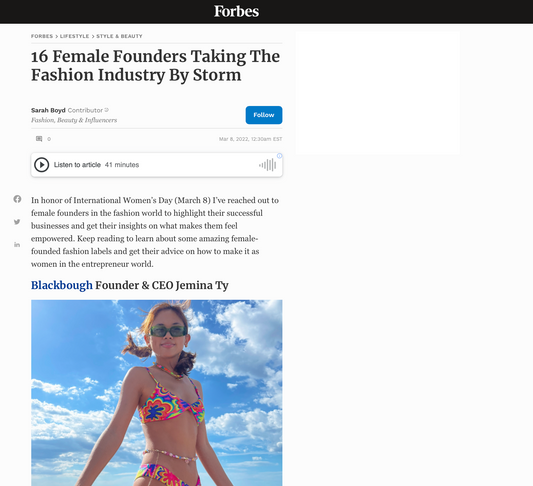 FORBES: 16 Female Founders Taking The Fashion Industry By Storm