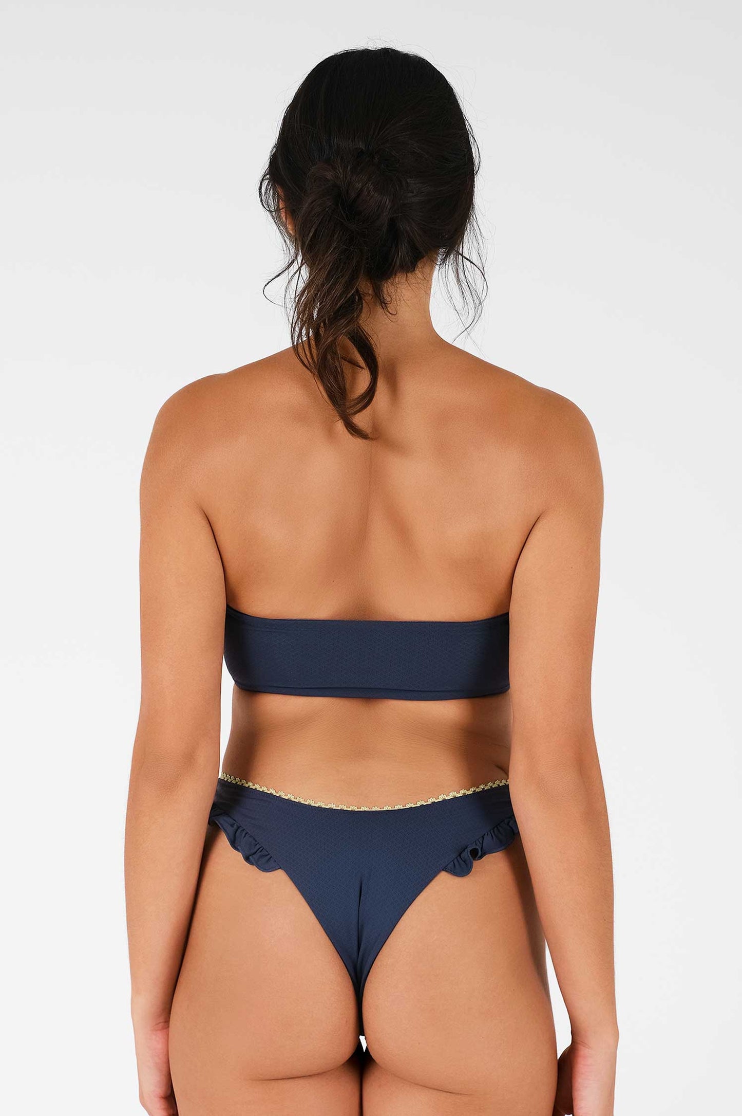 Candice Ruffled Cheeky Bottoms / Navy Blue Pointelle