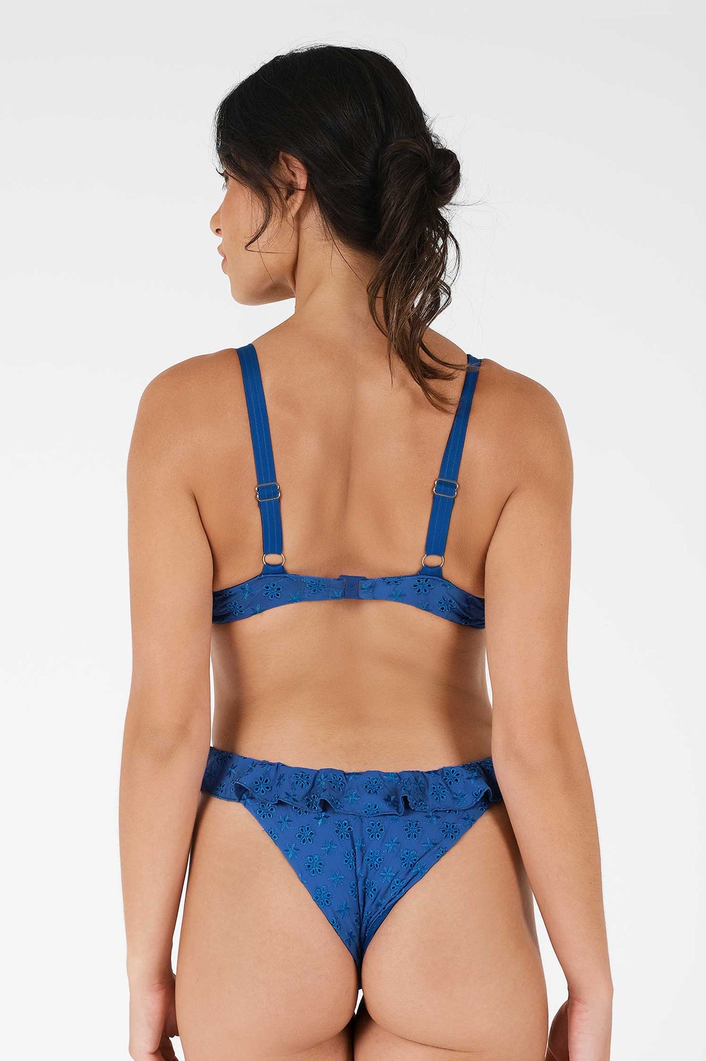 Makayla Frilled Underwire Top / Sapphire Eyelet