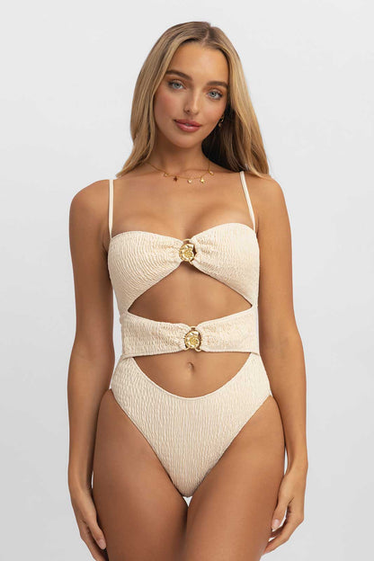 Kaia Cut-Out One Piece / Ivory Coast Smocked