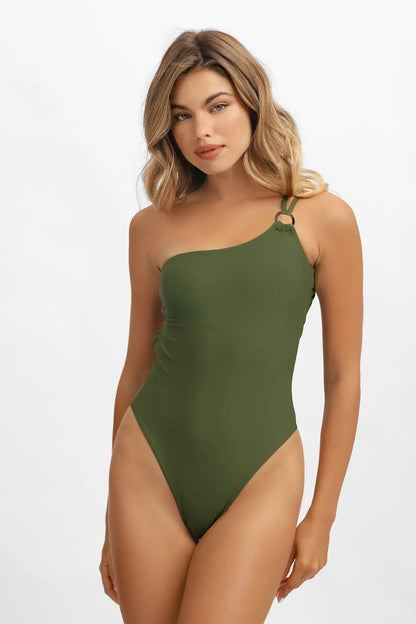 Zoey One-Shoulder One Piece / Basil Smash