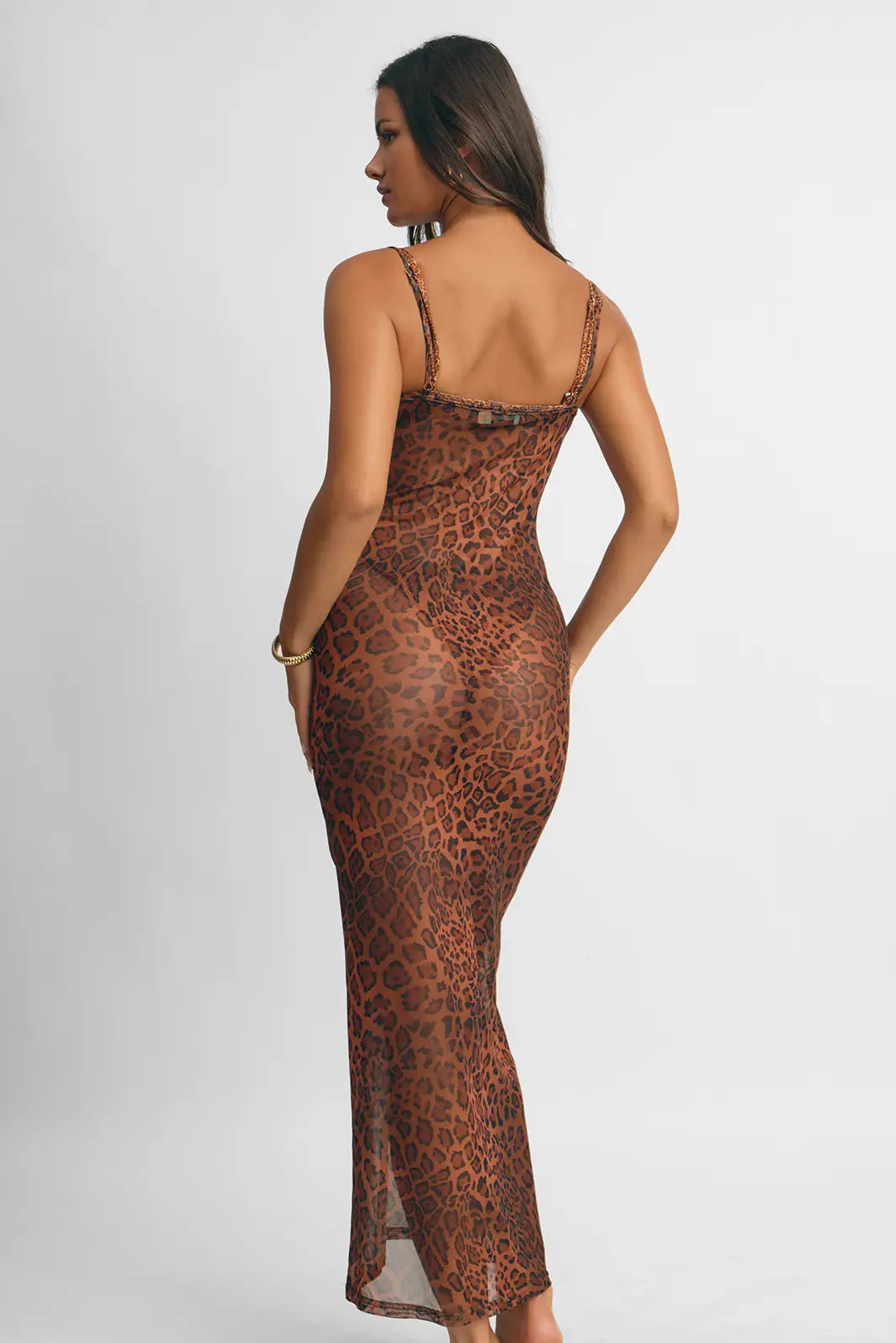 Aamal Maxi Dress / Leopard Mesh