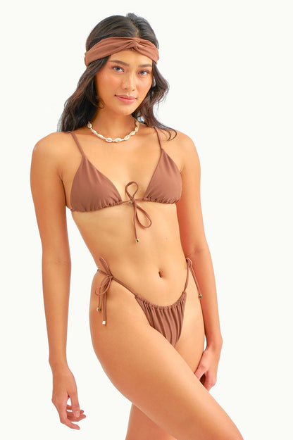 Liv Ruched String Adjustable Bottoms / Cocoa FINAL SALE