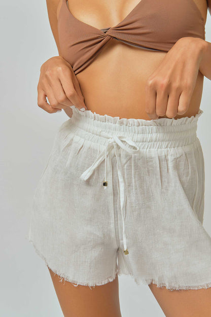 Cami Linen Shorts / White